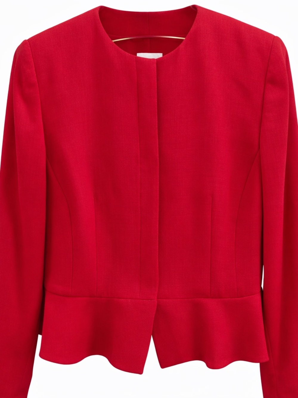 Armani Collezioni Red Wool Blazer Peplum Jacket Italy Size 12 Designer